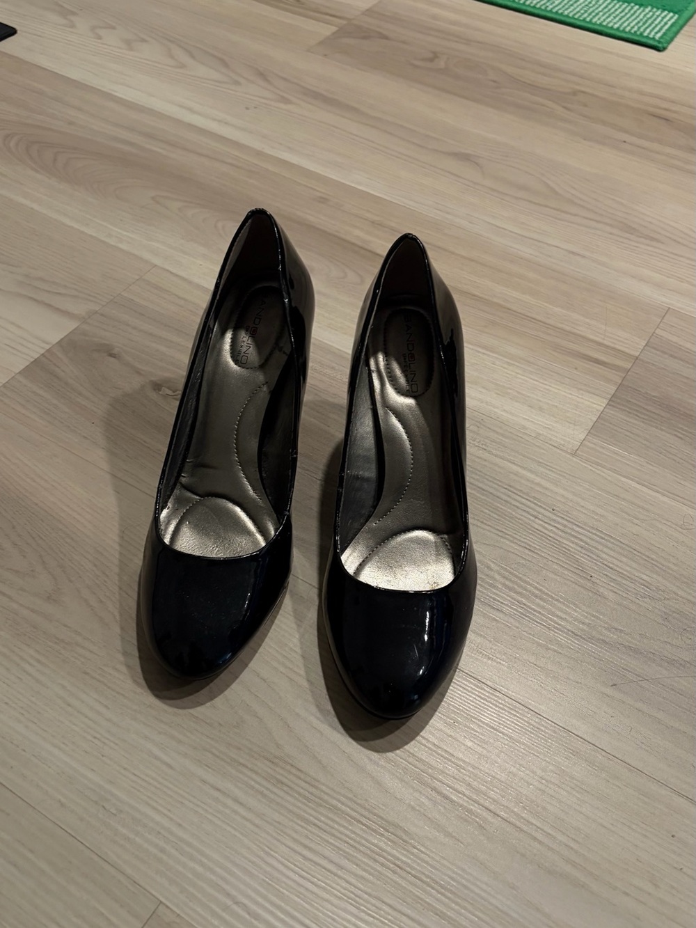 Black Patent Round-Toe Pumps
